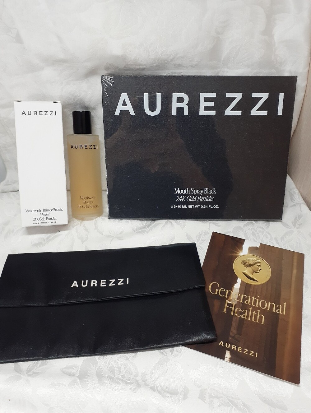 🦷🟡Aurezzi Luxury 24k Gold Mouth Wash & Sprays Brand New